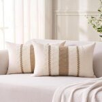 Housse de coussin 30x50 marron boho textur�e � rayures tiss�es d�coratives moderne housse coussin canap� ...