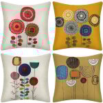 Housse de coussin lot de 4 housse coussin en lin coussins de canap� modernes florale peinture coussin ...