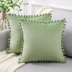 Housse de coussin 40x40 cm, vert sauge, d�coration douce pour canap�, salon, chambre