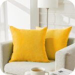 Housse coussin 40x40 jaune moutarde en chenille doux decorative canap salon scandinave lot de 2 housse ...
