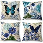 Housse de coussin 45x45 fleurie papillon d�coratif housses coussins pour canap� chaise lit salon lot ...