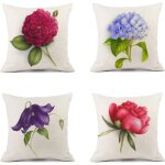Housse de coussin 45x45cm lot de 4 taies d'oreiller lin housse coussins de canap� double face carr� pillow ...