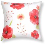 Housses de coussin - avizar - lot de 2 - 40x40 cm - motif coquelicot - blanc et noir