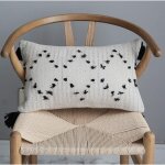 Housse de coussin boh�me, pompons, 30x50 cm, coton tiss�, noir et blanc, d�cor pour canap�, lit, salon ...