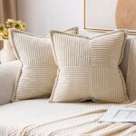Housse de coussin c�tel� blanc ivoire � motif crois�, d�coration boho scandinave pour chaise, lit et ...