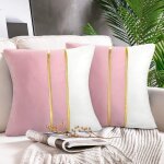 Housse de coussin �pissage velours rose moderne coussin de canap� d�coratif ferme 45 x 45 cm taie d'oreiller ...