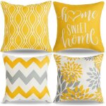Housse de coussin g�om�trique motif coussin decoratif jaune coussin canap� pour canap� maison salon chambre ...