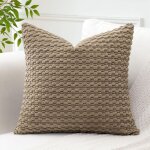 Housse coussin granulaire g�om�trique brun 50x50 cm velours c�tel� salon