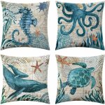 Housse de coussin imperm�able (45, 7 x 45, 7 cm, bleue) pour mobilier de jardin, style m�diterran�en, ...
