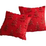 Housses de coussin motif sapin de no�l, lot de 2, 45 � 45 cm, design 3d sapin de no�l en fausse fourrure, ...