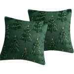 Housses de coussin motif sapin de no�l, lot de 2, 45 � 45 cm, design 3d sapin de no�l en fausse fourrure, ...