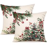Housse de coussin noel 45x45 lot de 2 housse coussin noel deco noel coton et lin dcoratif taie d'oreiller ...