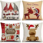 Housse de coussin noel 45x45cm, lot de 4 no�l d�coratif canap� en coton et lin no�l pour canap� lit chambre ...