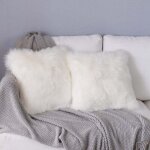 Housse de coussin, peau de mouton fourrure cuir taie d'oreiller, fausse fourrure deluxe d�coratif canap� ...