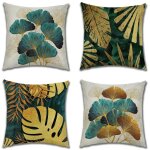 Housse de coussin plantes motif taie d'oreiller imperm�able lot de 4 housses coussin 40x40 cm carr�es ...