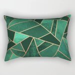 Housse de coussin rectangulaire moderne bleu - vert - noir en peluche, 30x50 cm, style nordic g�om�trique ...