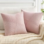 Housse de coussin rose 45x45 en velours côtelé super doux housse coussin decoratif canape motif à rayures ... Housse de coussin rose 45x45 en velours côtelé super doux housse coussin decoratif canape motif à rayures ...
