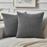 Housse de coussin en velours c�tel� gris 40 x 40 lot de 2 coussins d�coratifs boh�mes pour canap�, salon ...