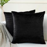 Housses de coussin velours, set de 2 pi�ces (40x40 cm) - noir, doux et moelleux, lavable, coussin d�coratif ...
