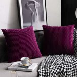 Housses de coussin violettes 45 cm x 45 cm : lot de 2 housses de coussin carr�es d�coratives en velours ...