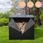 Housse d'tagre  bois de chemine, 185l x 125h cm, noir, rsistant aux intempries, polyester avec ...