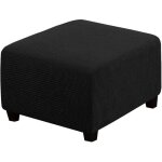 Housses extensibles pour tabouret de rangement - tissu �lasthanne noir, protection avec �lastique