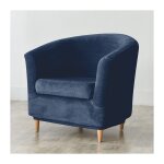 Housse de fauteuil club, velours, bleu marine