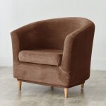 Housse de fauteuil club, velours, marron