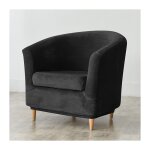 Housse de fauteuil club, velours, noir