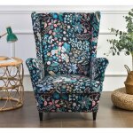 Housse de fauteuil lastique  motifs fleurs et feuilles [22ew6]