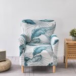 Housse de fauteuil extensible doux housse de canap� 1 place imprim� feuilles moderne avec accoudoirs, ...