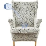 Housse fauteuil � oreilles 2 pi�ces, gris fonc�, imperm�able, avec housse coussin en t