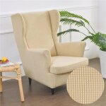 Housse de fauteuil à oreilles extensible 2 - pièces couverture de fauteuil avec housse de coussin en ... Housse de fauteuil à oreilles extensible 2 - pièces couverture de fauteuil avec housse de coussin en ...