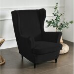 Housse de fauteuil  oreilles en velours lastique noir [30w - czn]