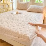 Housse de matelas en taffetas pice unique couvre - lit en velours de lait chaud d'hiver protge - matelas ...