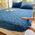 Housse de matelas en taffetas pice unique couvre - lit en velours de lait chaud d'hiver protge - matelas ...