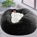 Housse pouf g�ant salon sans garnitures, floor pouf adulte party loisirs grand rond doux fluffy faux ...