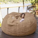 Housse pouf g�ant salon sans garniture, party loisirs grand rond doux fluffy faux coussin lit adulte