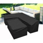 Housse de protection salon de jardin en forme de l avec cordons de serrage en bas, 210d bache salon de ...