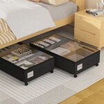 Housse rangement sous lit 2 pcs boite sac rangement vetement avec roulette et couvercle cadre métallique ... Housse rangement sous lit 2 pcs boite sac rangement vetement avec roulette et couvercle cadre métallique ...