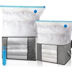Housse de rangement sous vide xxl avec pompe ? 2 sacs renforc�s � poign�es pour couette, oreillers et ...