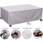 Housse salon de jardin 170x110x75cm 420d oxford argent housse table de jardin rectangulaire protection ...
