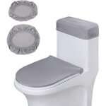 Housse de si�ge toilette, polyester ensemble de housses pour wc, �lastique housse pour abattant de toilette, ...