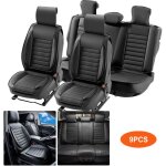 Housses de siege de voiture universelles pour sieges avant et arriere, 9 pcs, housse de siege en simili ...