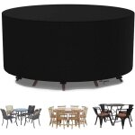 Housse de table ronde imperm�able, housse salon de jardin ronde 200 x 94cm noir housse table jardin housse ...