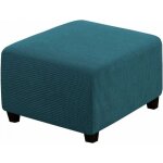 Housse de tabouret carr�e �lastique pour tabouret de rangement et repose - pieds (bleu fonc�)