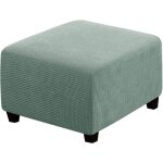 Housse de tabouret carr�e �lastique pour tabouret de rangement et repose - pieds (gris vert)