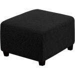 Housse de tabouret carr�e �lastique pour tabouret de rangement et repose - pieds (noir)