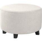 Housse de tabouret rond en velours extensible, amovible et lavable avec base lastique, protection douce ...