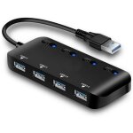 Hub usb 3. 0 multiprise, multi 4 ports usb multiple ultra fin avec voyants de commutateurs d'alimentation ...
